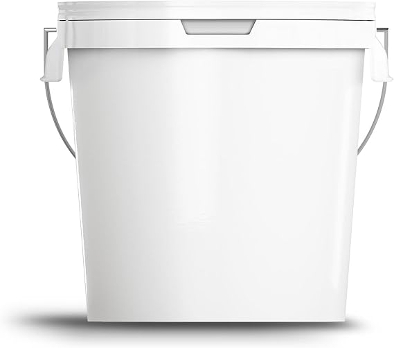 25 Litre White Bucket With Airtight, Leak-Proof, Tamper Evident Lid & Metal Handle