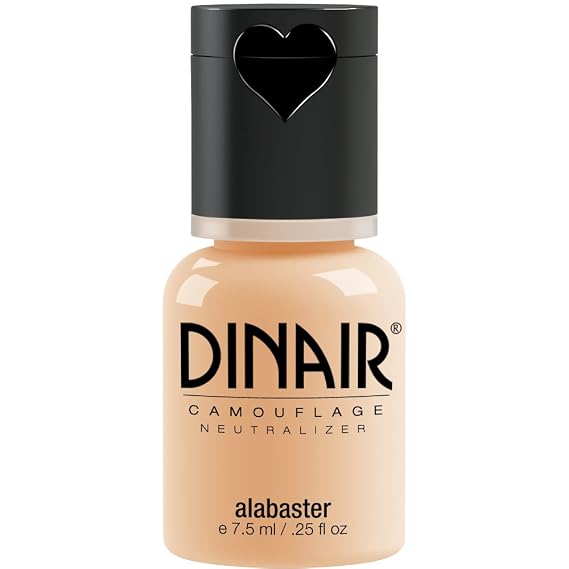 Dinair Airbrush Makeup Foundation | Alabaster 0.25 oz | Camouflage Neutralizer - Covers Scars, Acne, Tattoos, Vitiligo, Under Eye circles, Sun Spots