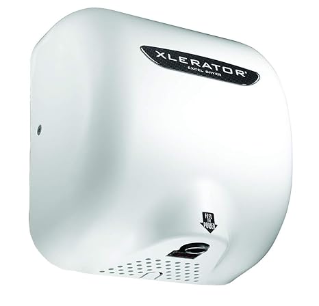 XLERATOR XL-W Automatic High Speed Hand Dryer with White Cover and 1.1 Noise Reduction Nozzle, 12.5 A, 110/120 V