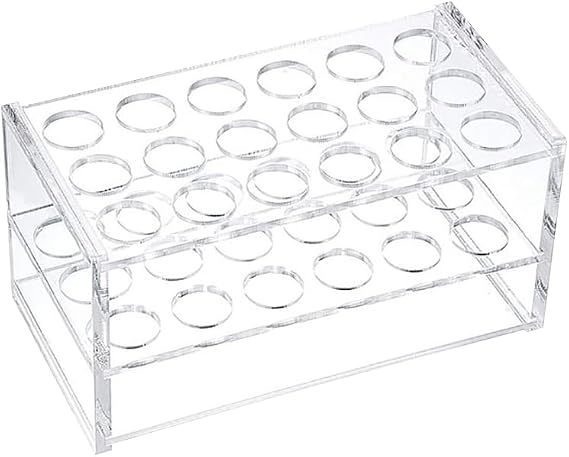 FSSTUD 18 Holes Acrylic Test Tube Rack Clear Test Tube Holder Makeup Brush Drying Rack Test Tube Display Stand with Hole Diameter 17 mm for 10 ml 15 ml Centrifuge Tubes