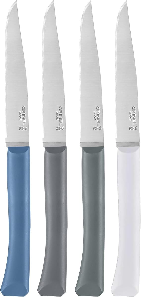 Opinel Set of 4 Bon Appetit+ Dishwasher Safe Serrated Steak Knives - Storm