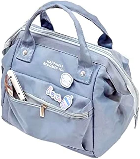 RICHTRUE Kawaii Lunch Bag for Girls Lunch Box Insulated Cute Lunch Bags for Women Insulated Lunch Box for Kids (Blue-3 pins)