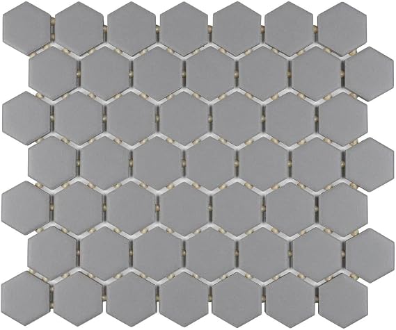 1.5" Dovetail Gray Matte Hexagon Wall Floor Tile (1 Sheet)