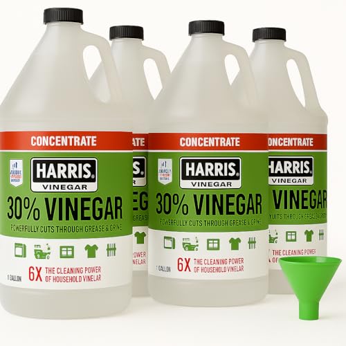 Harris 30% Extra Strength Concentrated Vinegar for Home Cleaning and Outdoor Use, 4 Gallons, With Funnel