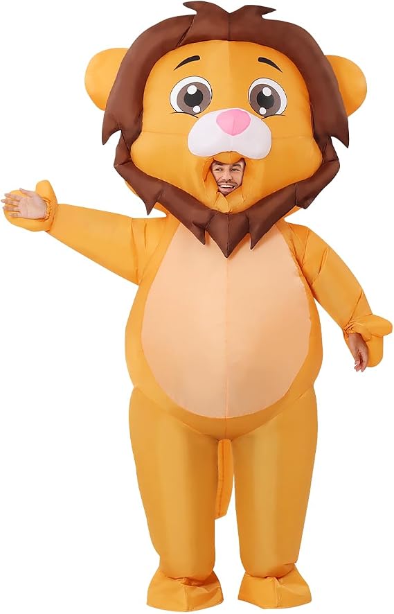 COMIN Inflatable Lion Costume for Adults - Blow Up Lion Costume 72" Full Body for Halloween Party