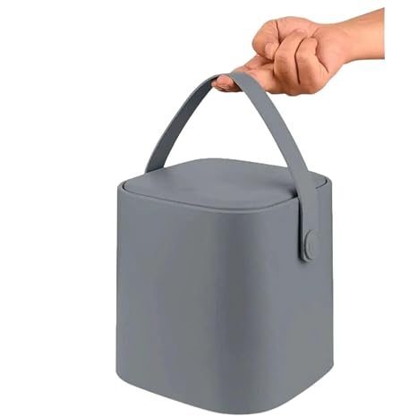 Sihirli Çöp Tezgah Üstü Mutfak Çöp Kovası, Bas Bırak Kapaklı, İç Kovalı, Tutma Saplı, (Antrasit, 8 Litre)