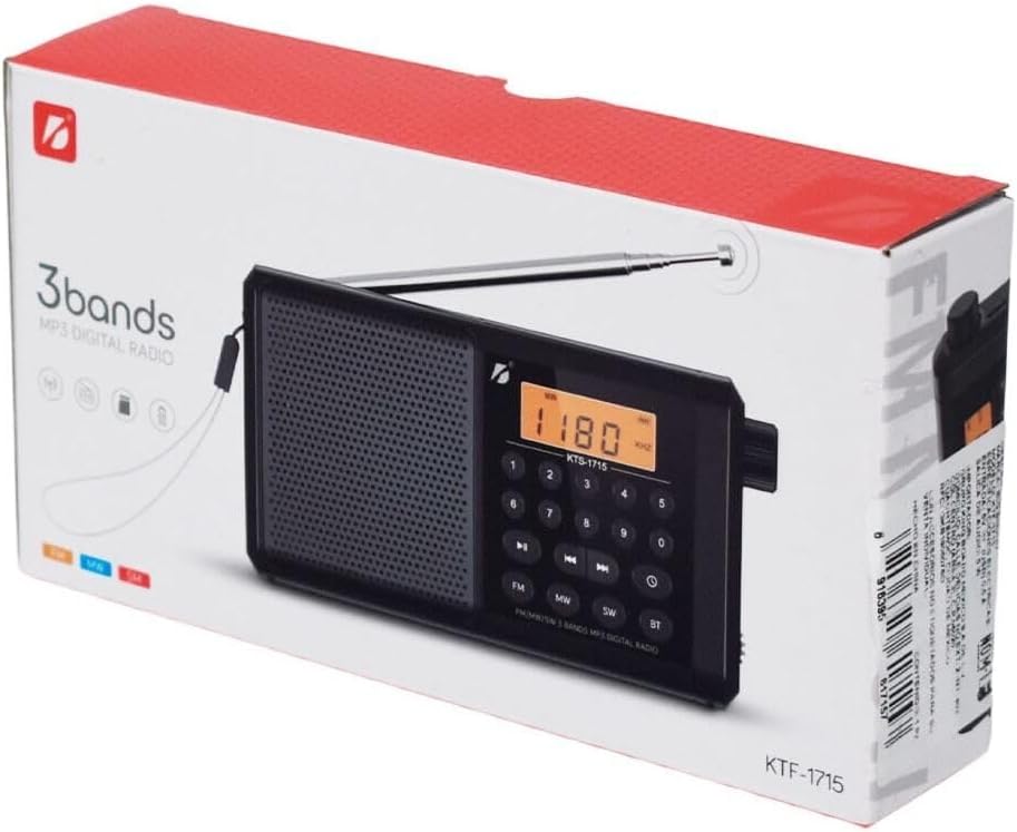 FM Radio Bluetooth Speaker with Digital Display Clock Manual Channel Search & Record Feature