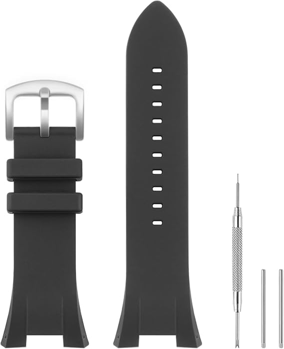 Compatible with Armani Watch 32mm Band, Soft Silicone Rubber Replacement Strap for Armani Watch Exchange AX Series AX1040 AX1041 AX1042 AX1050 AX1067 AX1068 AX1070 AX1084 AX1089 AX1090, Black
