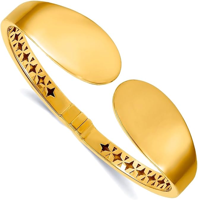 JewelryWeb 4.9mm 18k Solid Yellow Gold Polished Hinged Cuff Stackable Bangle Bracelet Cuff Bracelet for Women