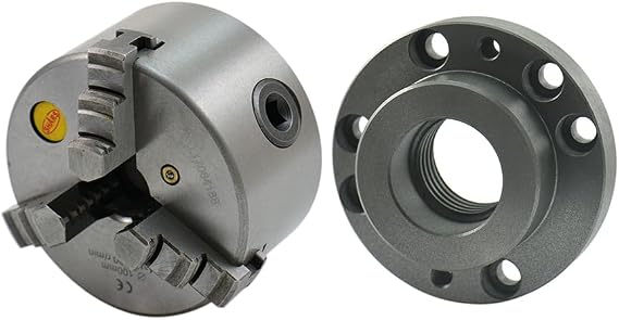 Shars 4 Inch 3 Jaw Self-Centering Scroll Lathe Chuck Solid Jaws with 3.93" Semi-Machined Threaded Back Plate with M39 X 4 TPI, Machining Required 202-5410-202-6214 L