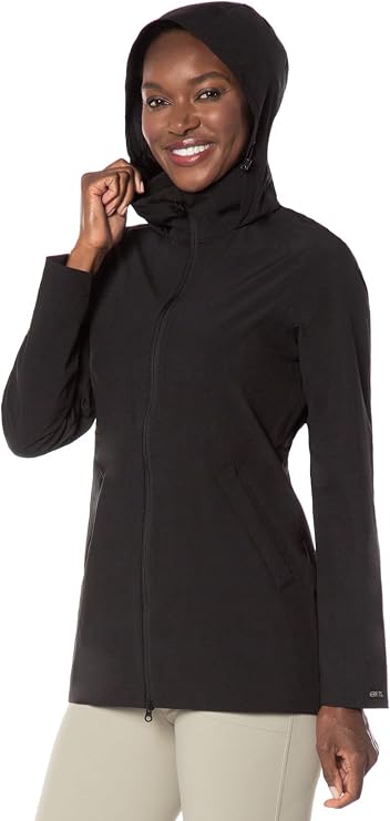 Kerrits Women's Waterproof Equestrian Rain Jacket Mid-Length, Horse Riding Shell, 2-Way Front Zip, Back Gusset