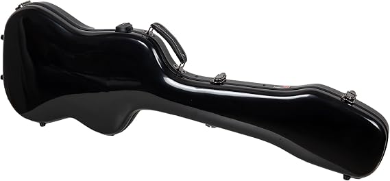 Crossrock Deluxe Fiberglass Case for Jazz Bass Style Guitars with TSA Lock-Black (CRF2020JBBK)