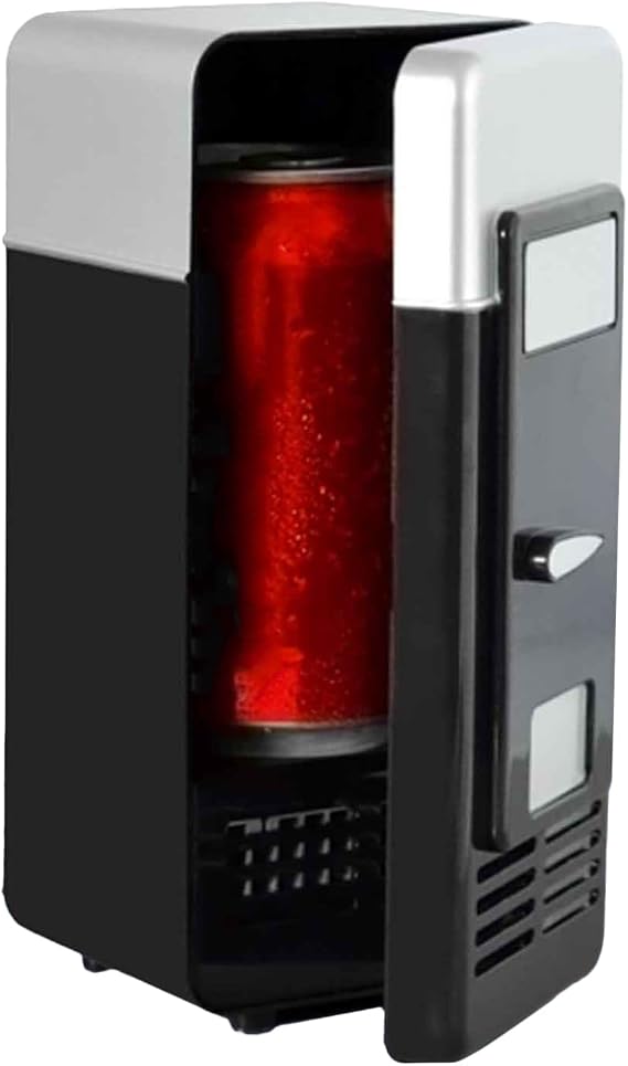 Small Fridge, USB Personal Fridge Drink Can Cooler, Compact Plug In Small Appliance, Cooler & Warmer Duals Function for Teens Students Girls Boys Family Offices Bedroom Dorm Travel Gaming Room Use