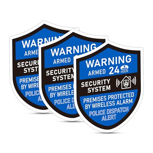 3PCS Security Alarm System Sign for Home, Self-Adhesive Weatherproof Small 24 Hours Warning Sticker, Safety Protection System for House Doors and Windows, Business Indoor & Outdoor Use 2.8x2.4 In