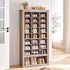 HOOBRO Tall Shoe Cabinet, 9 Tier Shoe Storage Cabinet, Freestanding Wooden Shoe Cabinet Organizer with 24 Cubbies and 3 Hooks, for Entryway, Closet, Living Room, White WT24SC01