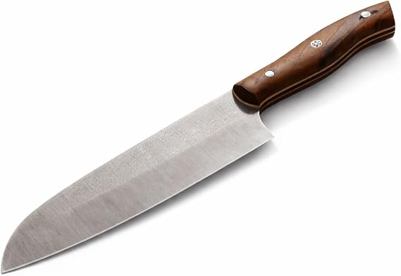 N690 Santoku Şef Bıçağı – Avusturya N690 Çelik, Ceviz Saplı, Ultra Keskin El Yapımı Mutfak Bıçağı, Et Balık ve Sebze Kesimi İçin