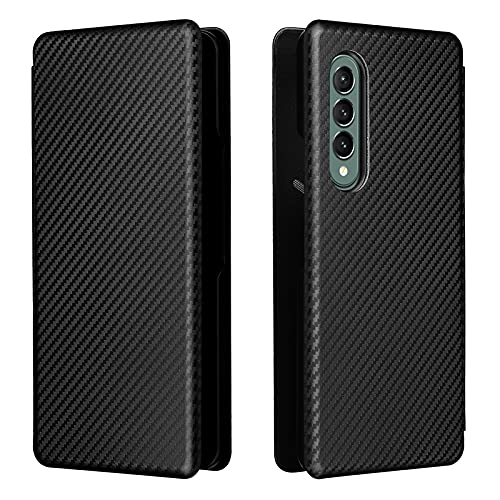 Galaxy Z Fold 4 Case, Notebook Type, Carbon Fiber Style, Made of PC, Thin, Wallet Type, Anti-Fingerprint, Clamshell, Stand Function, Smartphone Case, Mobile Phone Cover, Carbon Type, Shock Resistant,