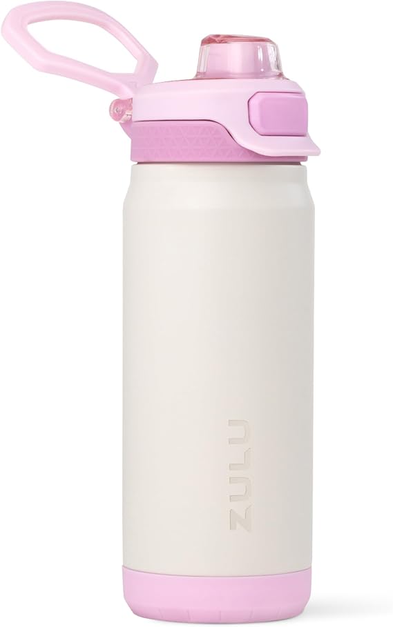 ZULU Powerfill Pro 18oz Kids Stainless Sip or Chug Water Bottle,Ivory Blush