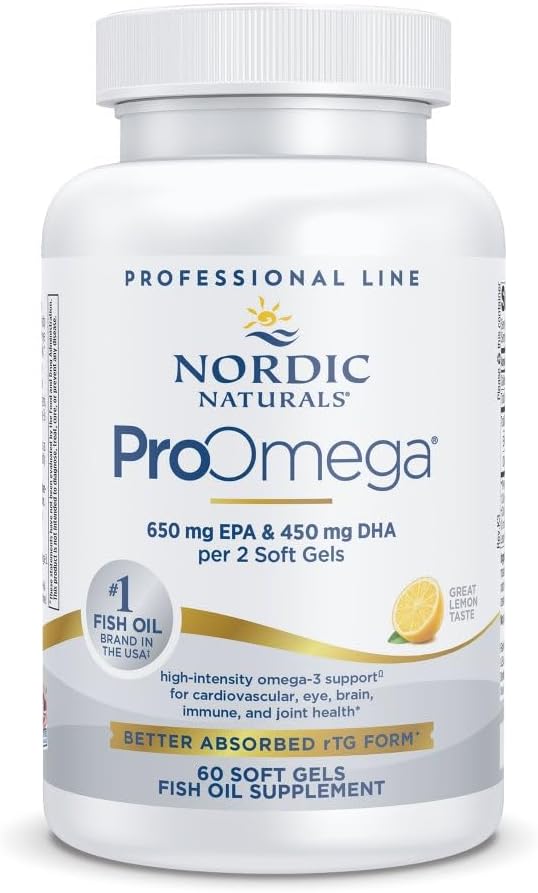 Nordic Naturals ProOmega, 1280 mg Omega-3, High Potency, Lemon, 30 Count | High Potency Fish Oil with EPA & DHA - Promotes Brain, Eye, Heart, Immune Health - Non-GMO -30 servings