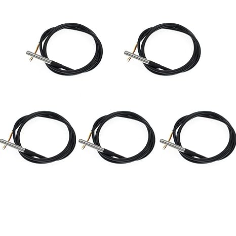 Treedix 5pcs Waterproof Temperature Probe Thermometer DS18B20 1M Temperature Sensor