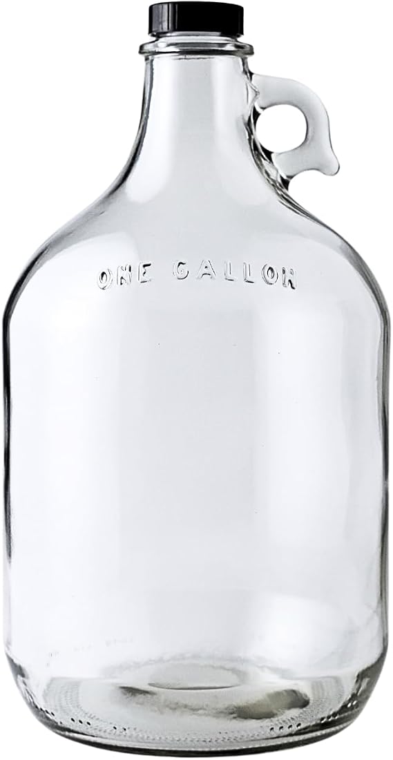 FastRack Glass Water Bottle Includes 38 mm Polyseal Cap, 1 gallon Capacity, Clear