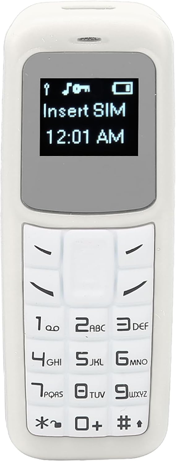 Small Keypad Mobile Phone, Low Radiation Rate Compact Mini Mobile Phone with Earhook for Travel (White)