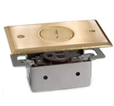 RRP-1-BP Floor Box, Recessed w/15A TR Single Receptacle - Brass