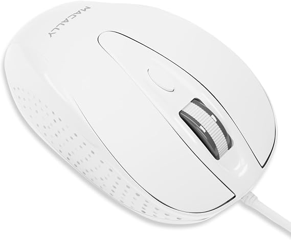 Macally USB Wired Mouse with 3 Button, Scroll Wheel, 5 Foot Long Cord, USB Mouse for Laptop and Desktop, Computer Mouse Compatible with Apple Macbook Pro / Air, iMac, Mac Mini, Windows PC (TURBO)