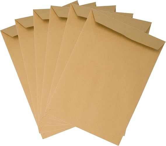 Emerson Pack of 20 Envelopes DIN C4 Brown 229 x 324 mm 90 g Large Envelopes without Window Straight Flap Self-Adhesive Envelopes Maxi Letter A4 Envelopes Large Envelope Big