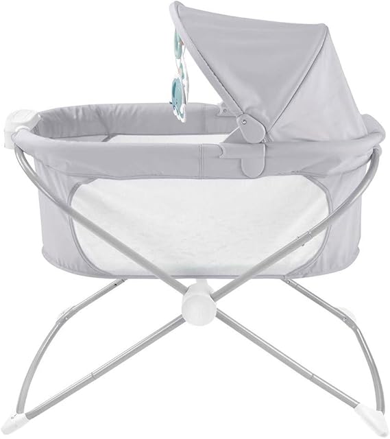 Fisher Price Foldable Crib, Foldable Portable Baby Crib GWD36 with Projection Light for Newborns and Babies