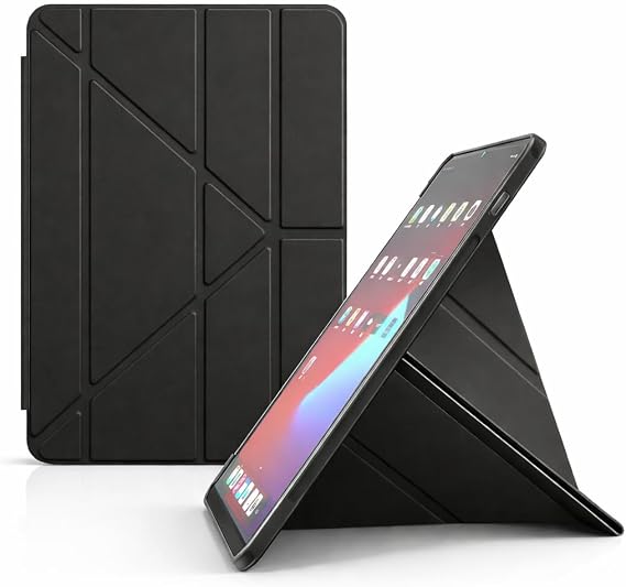 Coverzone iPad Pro 12.9 ile uyumlu (2018) 3.Nesil Kılıf Kalem Koyma Bölmeli Uyku Modlu Suni Deri,Silikon Attravtive Smart Cover Siyah