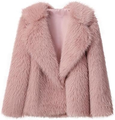 Cayhut Womens Short Faux Fur Jacket Cozy Winter Sweater Coat Jackets Tops Cropped Outerwear