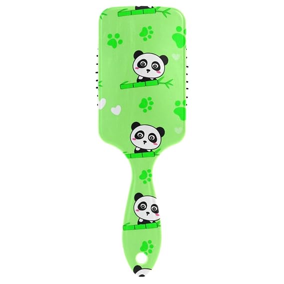 Detangling Hair Brush Cartoon Pandas Paddle Hairbrush with Soft Bristles for Women Men Massaging Scalp