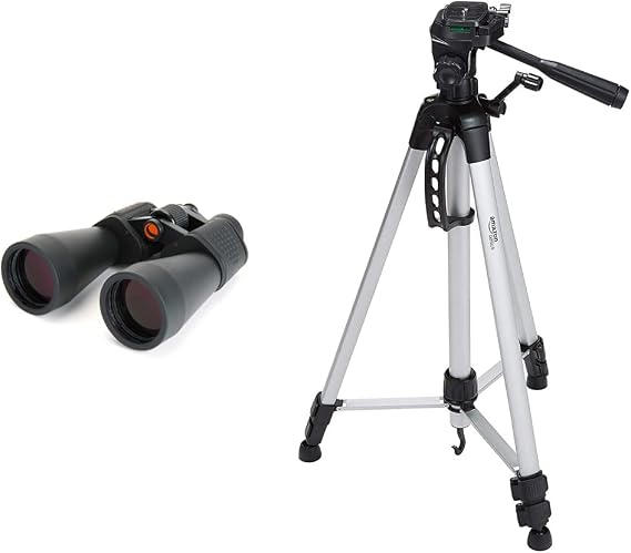 Celestron 71007 SkyMaster 12 x 60 Binocular & Amazon Basics 60-Inch Lightweight Tripod with Bag
