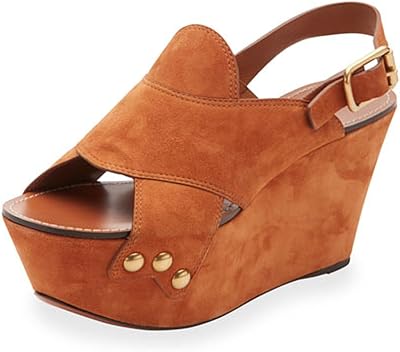 Chloe Suede Slingback Platform Sandal, Ochre 37