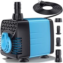 POPOSOAP 280GPH Aquarium Water Pumps, 6.5ft High Lift Fountain Pump Adjutable, Ultra Quiet Submersible Water Pump 20W AC 110V for Fish Tanks Pond Pump Fountains Waterfalls