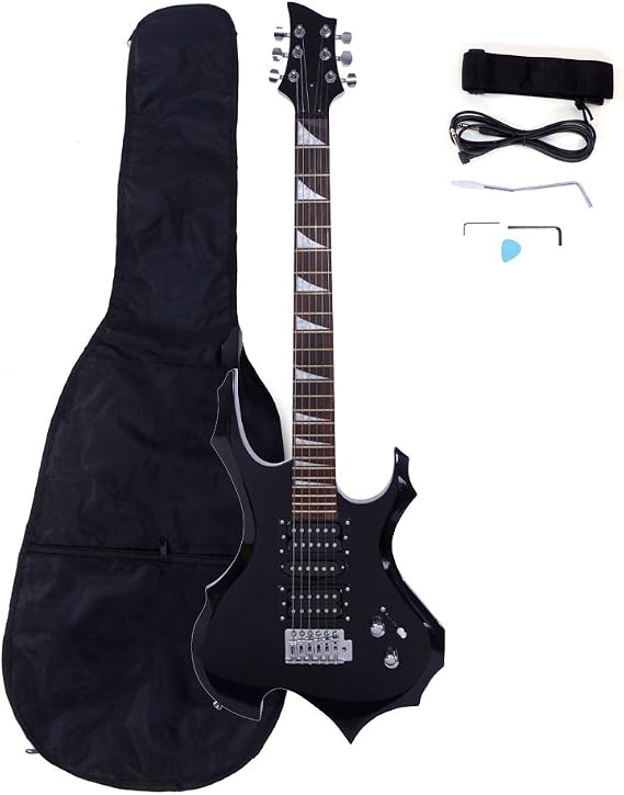 Electric Guitar,Electric Guitar HSH Pickup Bag Strap Paddle Rocker Cable Wrench Tool with Gig Bag,Perfect for Beginners (Black)