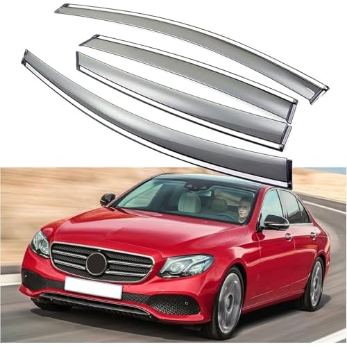 Window Visors Vent Shade Deflectors Rain Guards Compatible with 2017-2023 Mercedes-Benz E-Class E300 E350 E450 E43 E53 E63S Sedan, Tape-On Sun Shield, 4 pcs