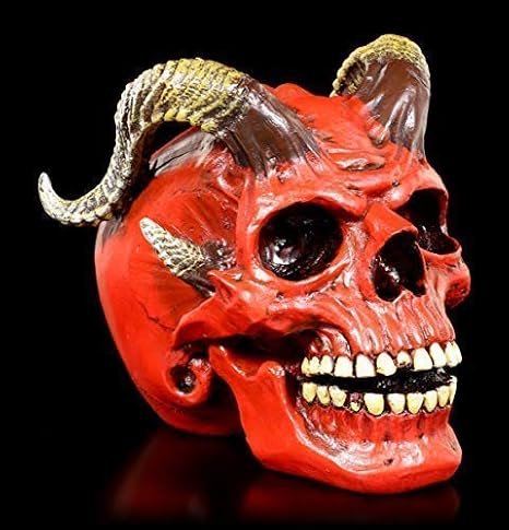 Gothic Devil Skull - Tenacious Demon Fantasy Satan Head Hand Painted
