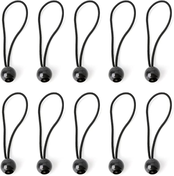 10 Pcs Black Ball Bungee Pack Shock Elastic Tie Cord Fixing Securing Trailer Ropes Buckle Backpack Accessories Black Ball Bungee Pack Cord, 20cm