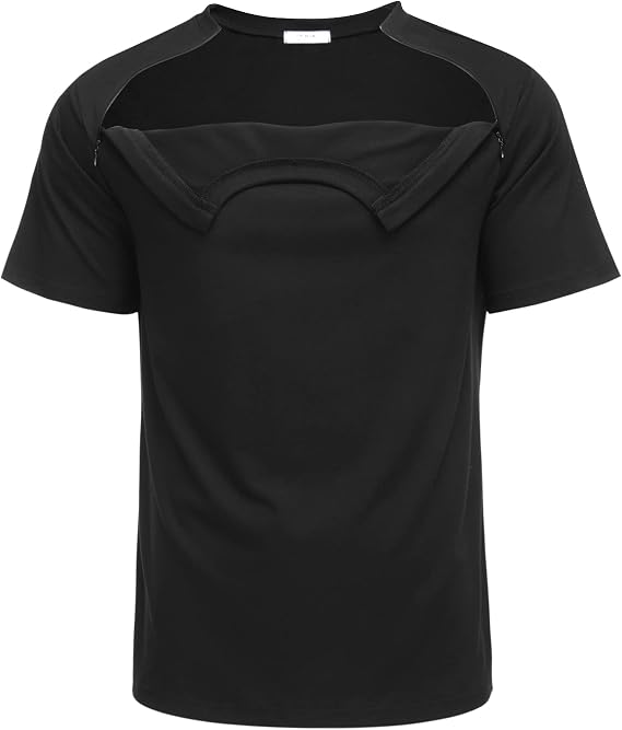 Deyeek Unisex Chemo Port Shirts Post Shoulder Surgery Recovery Top