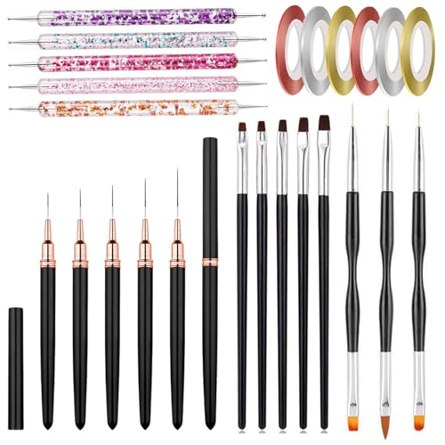 Nail Art Tool, Nail Dotting Pens, Nail Brushes and Nail Liner Pens, For Long Lines, Thin Details, Fine Drawing, Nail Drawing Pen and UV Gel Polish Painting Nail Brushes For Nail Design