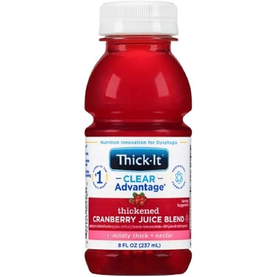 Thick-It AquaCare H2O: Pre-Thickened Cranberry Juice, Nectar-thick liquid, (1 Case: 24 x 8 oz. Bottles)