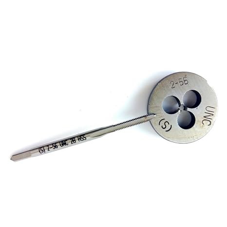 2-56 Tap and Die Set, UNC Machine Thread Tap and UNC Round Thread Die Right Hand HSS Taper
