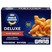 Kraft Deluxe Mac and Cheese, 1 Box, for Easy Dinner or Dinner Sides, Sharp Cheddar, No Artificial Dyes or Flavors, 14 oz