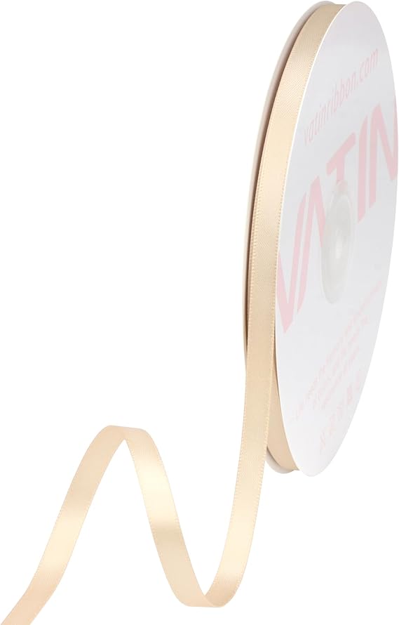VATIN Beige Satin Ribbon 1/4 Inch x 25 Yards for Gift Wrapping