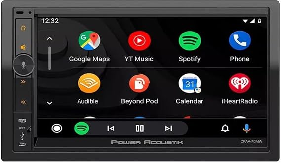 Power Acoustik CPAA-70MW | 7" Wireless Apple CarPlay Double Din Car Stereo | Android Auto Touchscreen Multimedia Audio Receiver with Bluetooth and Backup Camera Support