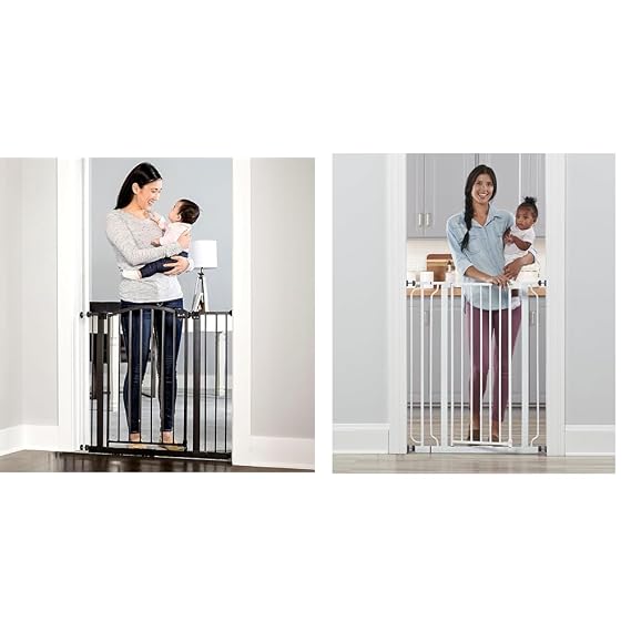 Regalo Easy Step Arched Decor Walk Thru Baby Gate, Includes 4-Inch Extension Kit, 4 Pack Pressure Mount Kit & Easy Step 36" Extra Tall Walk Thru Baby Gate, Includes 4-Inch Extension Kit