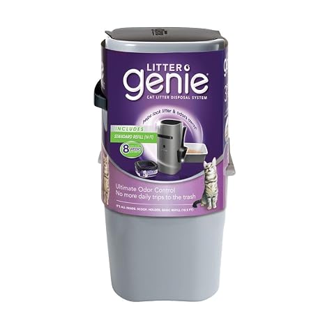 Litter Genie Standard Cat Litter Disposal Pail with 14 ft Standard Refill | Odor-locking pail, holds up to 14 days of cat litter, and includes a Standard Refill lasting up to 2 months for one cat.