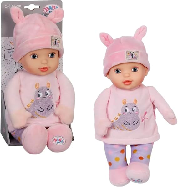 BABY Born for Babies Sweetie Pink 30 cm Rag Doll with Rattle | Soft fabric body, integrated rattle, washable at 30 C, first cuddly friend, from birth